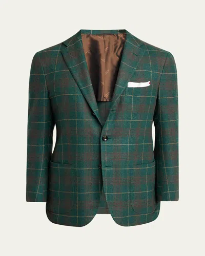 Kiton Men's Cashmere Blend Windowpane Three-button Sport Coat In Multi