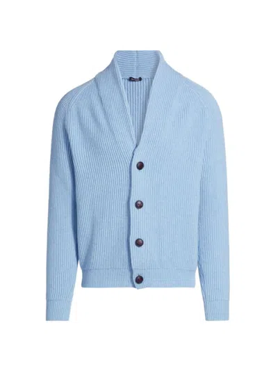 Kiton Men's Cashmere Button-front Cardigan In Sky Blue
