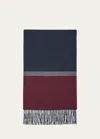 Kiton Men's Cashmere Color Block Scarf In Blue/burgundy