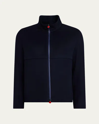 Kiton Men's Cashmere Full-zip Bomber Jacket In Blue