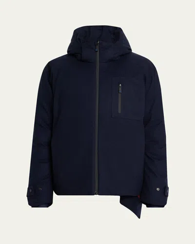 Kiton Men's Cashmere Full-zip Hooded Jacket In Blue