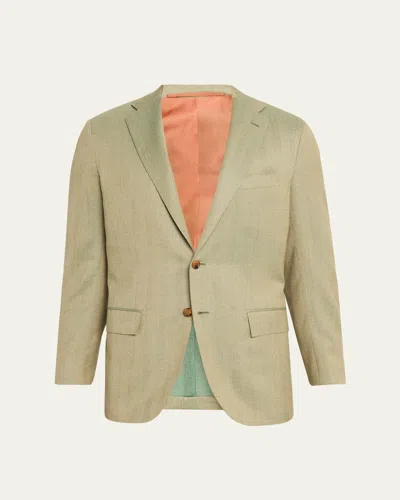 Kiton Men's Cashmere Herringbone Single-breasted Sport Coat In Multi
