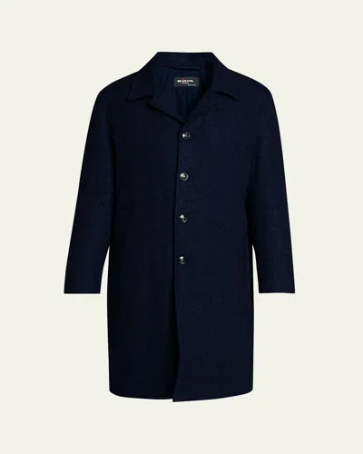 Kiton Men's Cashmere Long Car Coat In Navy