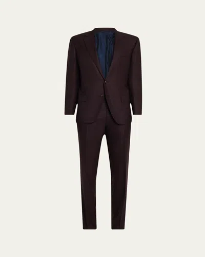 Kiton Men's Cashmere Plaid Modern Fit Two-piece Suit In Red