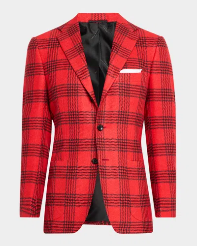 Kiton Men's Cashmere Plaid Sport Coat In Red