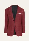 Kiton Men's Cashmere Tonal Windowpane Sport Coat In Red