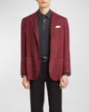 Kiton Men's Cashmere Tonal Windowpane Sport Coat In Red
