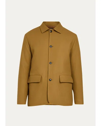 Kiton Men's Cashmere Twill Car Coat In Gold
