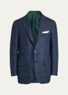Kiton Men's Cashmere-wool Check Sport Coat In Navy