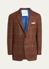 Kiton Men's Cashmere-wool Check Sport Coat In Rust