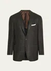 Kiton Men's Cashmere-wool Houndstooth Sport Coat In Green