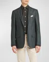 Kiton Men's Cashmere-wool Textured Blazer In Olive