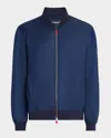 Kiton Men's Chambray Blouson Jacket In Blue