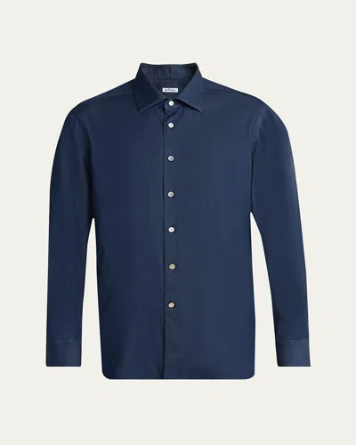 Kiton Men's Chambray Classic Fit Button-down Shirt In Blue