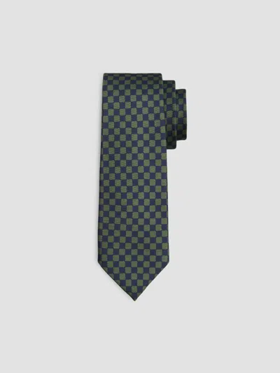 Kiton Men's Check Silk Tie In Dark Green