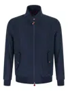 Kiton Cima Jacket Structured Cut Mandarin Collar In Blue