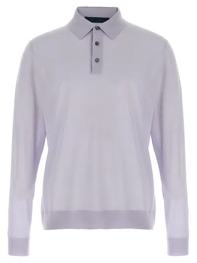 Kiton Ribbed Cuffs And Hem Polo Shirt In Purple