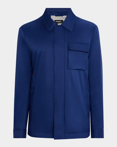 Kiton Men's Covered-zip Shirt Jacket In Blue