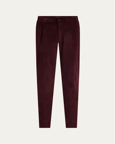 Kiton Men's Corduroy Slim Single-pleated Pants In Burgundy