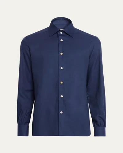 Kiton Men's Cotton And Lyocell Classic-fit Sport Shirt In Dark Blue