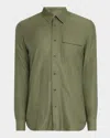 Kiton Men's Cotton And Silk Snap-front Overshirt In Green