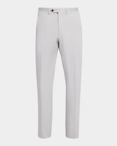 Kiton Men's Cotton-cashmere Twill Trousers In Lt Gry