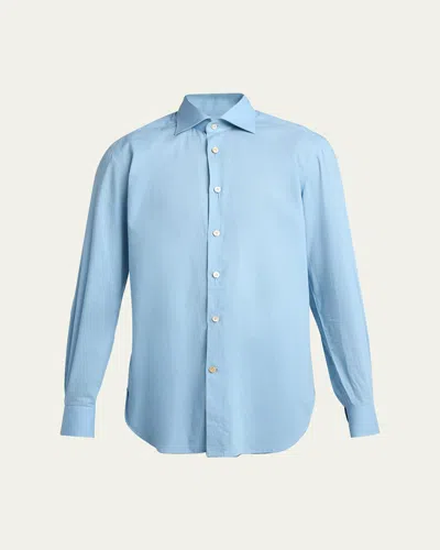 Kiton Men's Cotton Classic Fit Button-down Shirt In Blue