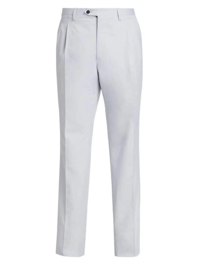 Kiton Men's Cotton Crease-front Trousers In White