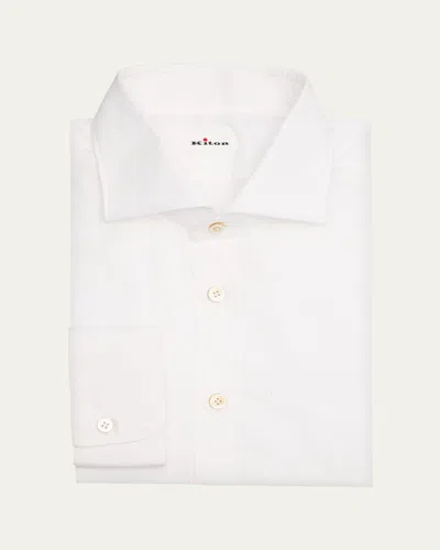 Kiton Men's Cotton Dress Shirt In Wht