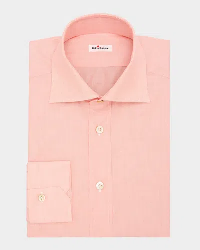Kiton Men's Cotton Fineline Stripe Dress Shirt In Pink