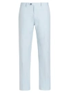 Kiton Men's Cotton Flat-front Trousers In Celestial Blue