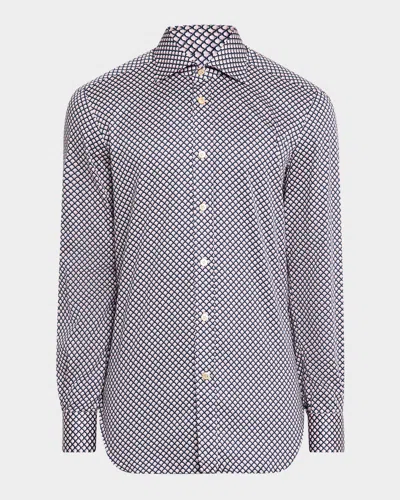 Kiton Men's Cotton Geometric Sport Shirt In Pink