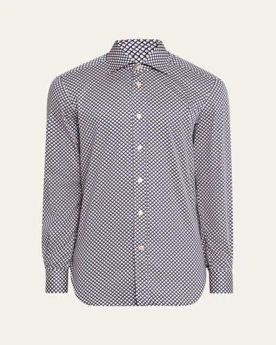 Kiton Men's Cotton Geometric Sport Shirt In Multi
