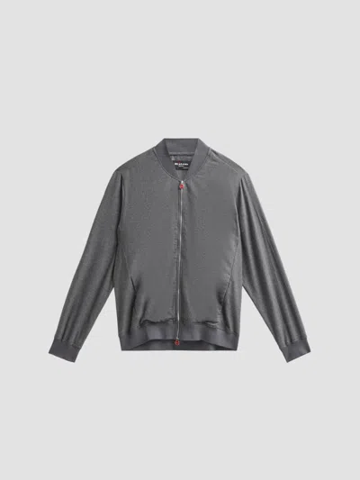 Kiton Men's Cotton Jersey Zip-front Jacket In Gray