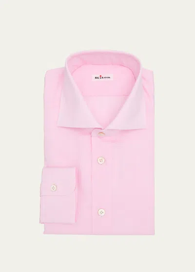 Kiton Men's Cotton Micro-check Dress Shirt In Pink