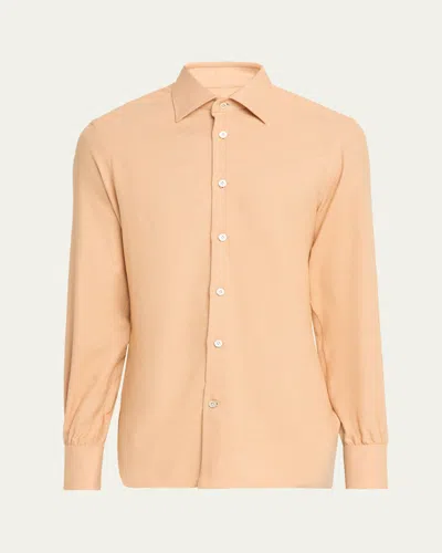 Kiton Men's Cotton Micro-check Classic Fit Sport Shirt In Brown
