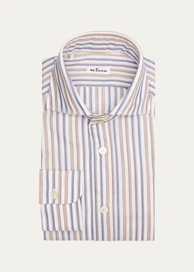 Kiton Men's Cotton Multi-stripe Dress Shirt
