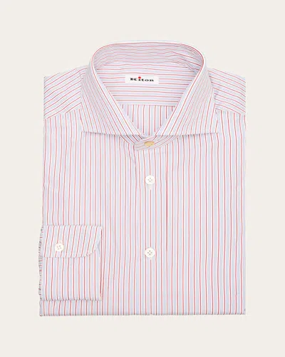 Kiton Men's Cotton Multi-stripe Sport Shirt In Red Mult