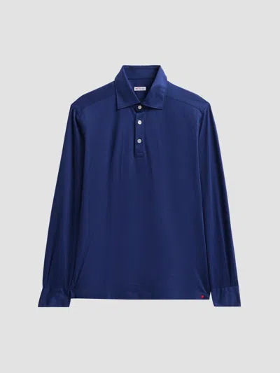 Kiton Men's Cotton Piqué Polo Shirt In Blue