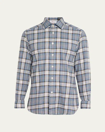 Kiton Men's Cotton Plaid Classic Fit Button-down Shirt In Gray