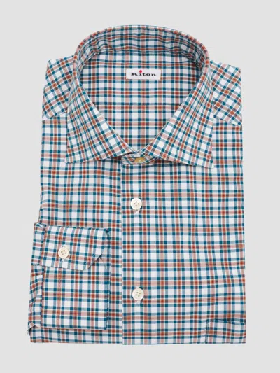 Kiton Men's Cotton Plaid Classic-fit Dress Shirt In Multi
