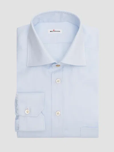 Kiton Men's Cotton Pocket Shirt In Blue