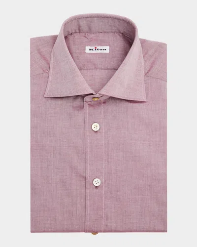Kiton Men's Cotton Point-collar Dress Shirt In Pink