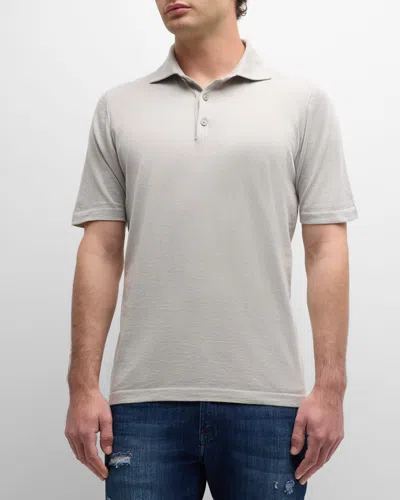 Kiton Men's Cotton Polo Shirt In Beige