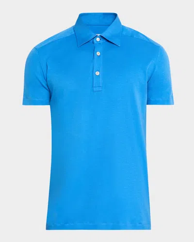 Kiton Cotton Polo Shirt In Blue