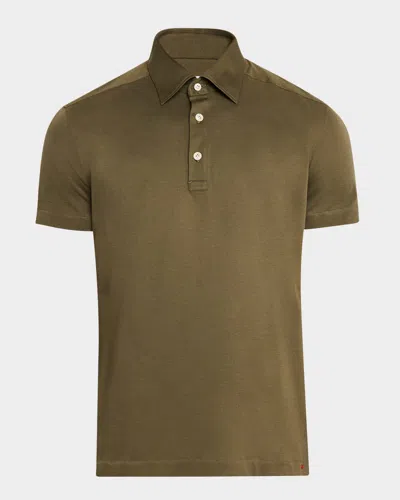 Kiton Men's Cotton Polo Shirt In Olive