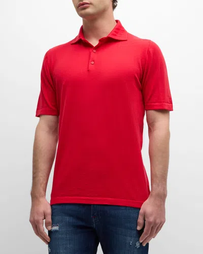 Kiton Men's Cotton Pique Polo Shirt In Red