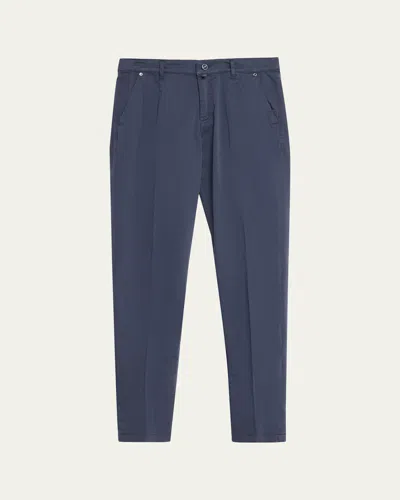 Kiton Men's Cotton Poplin Slim Four-pocket Pants In Blue