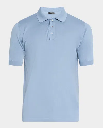 Kiton Men's Cotton Slim Fit Polo Shirt In Blu