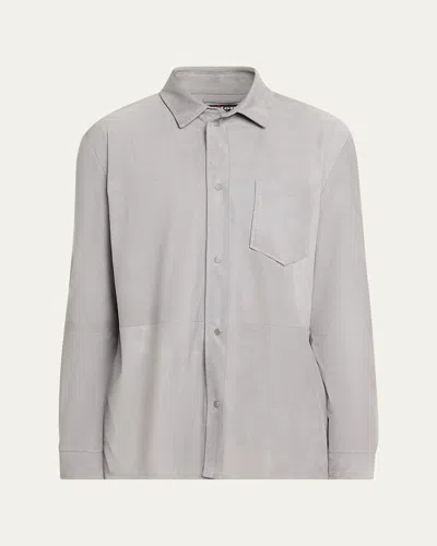 Kiton Men's Cotton Snap-placket Shirt Jacket In Gray
